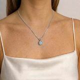 Genuine Aquamarine Necklace - Dainty Blue Pendant - March Birthstone Necklace