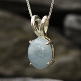 Aquamarine Pendant, Natural Aquamarine, March Birthstone, Blue Oval Pendant, Blue Pendant, Dainty Pendant, Aquamarine, 925 Solid Silver