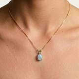 Gold Aquamarine Pendant - Natural Aquamarine Necklace, Gold Aqua Necklace