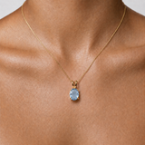 Gold Aquamarine Pendant - Natural Aquamarine Necklace, Gold Aqua Necklace