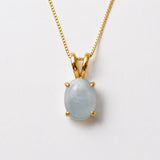 Gold Aquamarine Pendant - Natural Aquamarine Necklace, Gold Aqua Necklace