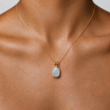Gold Aquamarine Pendant - Natural Aquamarine Necklace, Gold Aqua Necklace