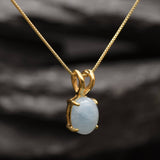 Gold Aquamarine Pendant - Natural Aquamarine Necklace, Gold Aqua Necklace