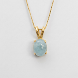 Gold Aquamarine Pendant - Natural Aquamarine Necklace, Gold Aqua Necklace