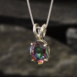 Genuine Topaz Necklace - Dainty Purple Pendant - Mystic Topaz Necklace