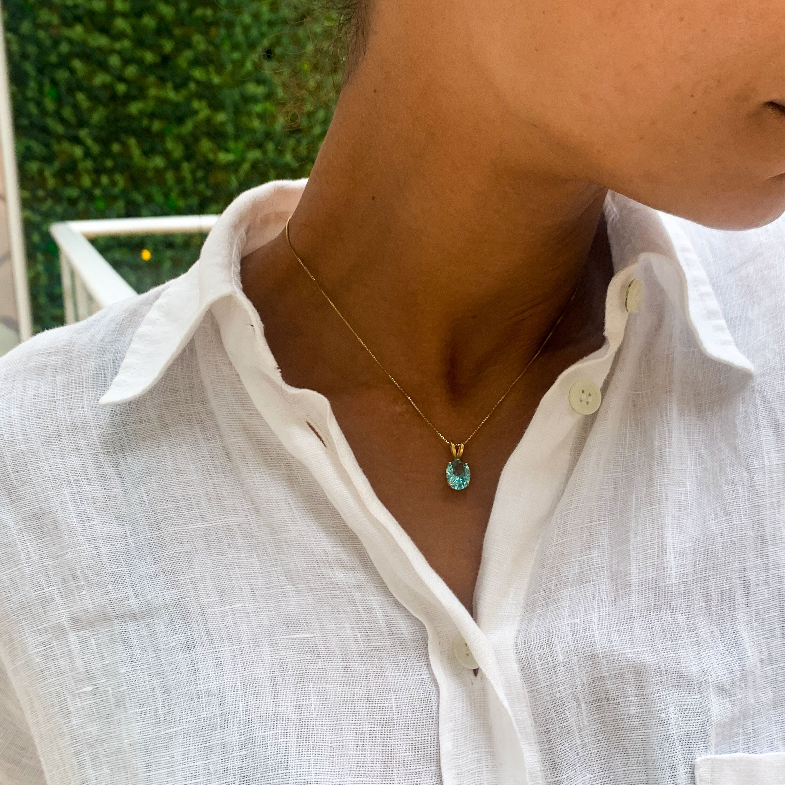 Aquamarine Pendant, Created Aquamarine, Blue Pendant, Vintage Pendant, Dainty Pendant, Aquamarine Necklace, 925 Sterling Silver, Aquamarine