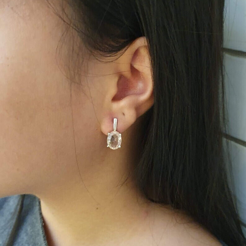 Delicate Created Emerald Earrings in 925 Sterling Silver, perfect for May birthdays and special occasions.