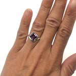 Square Amethyst Ring, Natural Amethyst, Princess Cut Amethyst Ring, Symmetrical Ring, February Birthstone, Purple Diamond Ring, Solid Silver