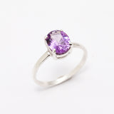 Gold Amethyst Ring - Purple Solitaire Ring - Classic Promise Ring