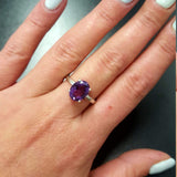 Purple Solitaire Ring - Natural Amethyst Ring, February Birthstone Ring