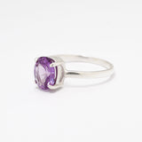 Purple Solitaire Ring - Natural Amethyst Ring, February Birthstone Ring