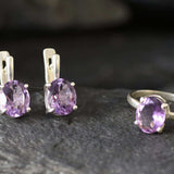 Purple Solitaire Ring - Natural Amethyst Ring, February Birthstone Ring