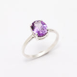 Purple Solitaire Ring - Natural Amethyst Ring, February Birthstone Ring