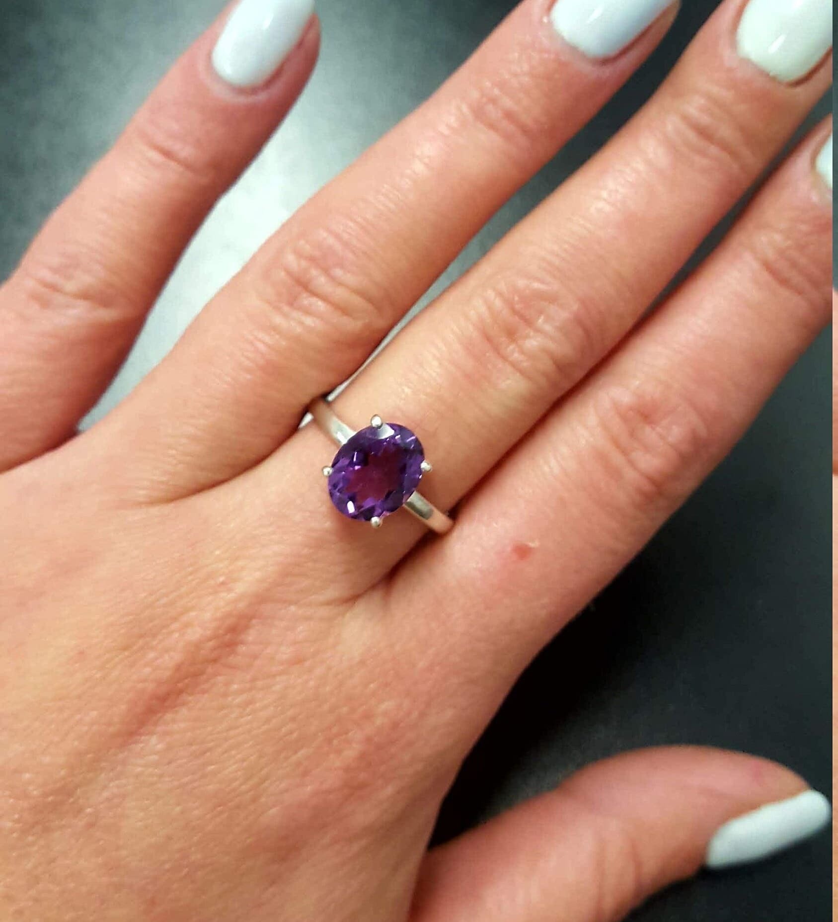 Amethyst Ring, Natural Amethyst, February Ring, Purple Promise Ring, Purple Vintage Ring, February Birthstone, Solid Silver Ring, Amethyst