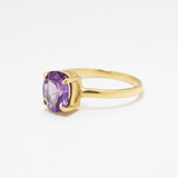 Chic Gold Vermeil Amethyst Ring - Purple Solitaire, perfect for daily elegance and celebrating special moments.