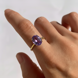 Elegant 18k Gold Vermeil Amethyst Ring - Stunning Purple Solitaire for everyday wear and memorable gifts.