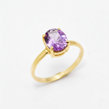 Gold Amethyst Ring - Purple Solitaire Ring - Classic Promise Ring made in 18k Gold Vermeil. Ideal for everyday wear and perfect for birthday gifting and special occasions.