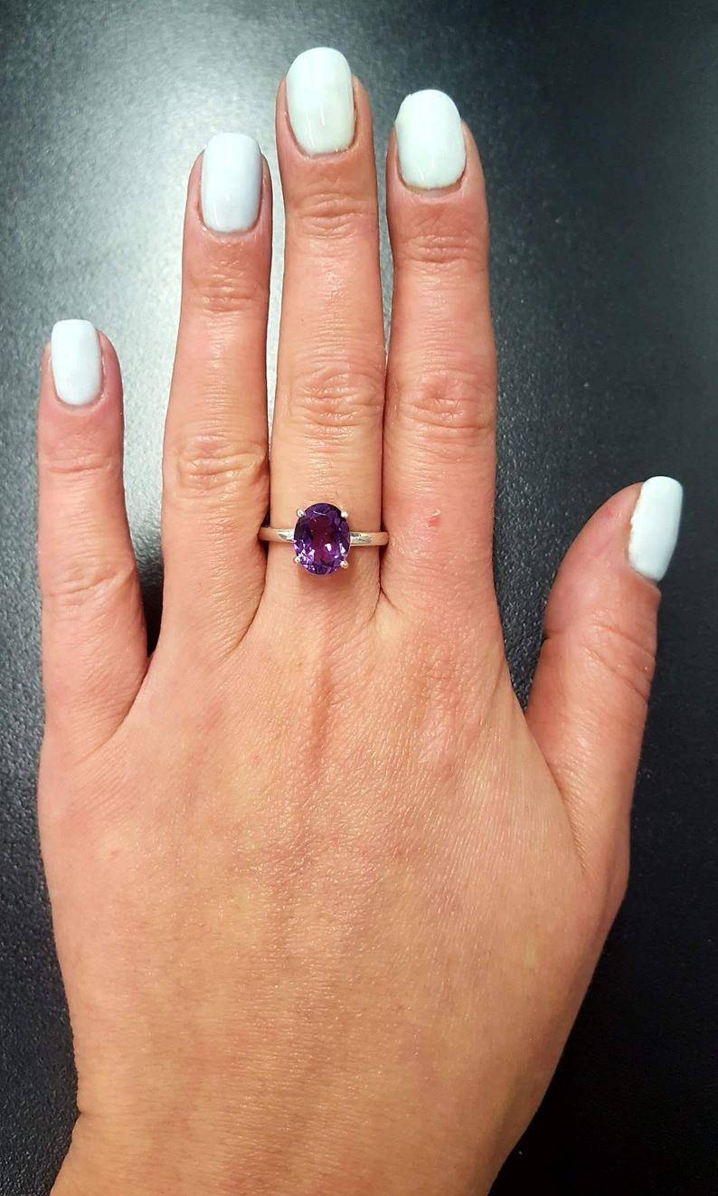 Amethyst Ring, Natural Amethyst, February Ring, Purple Promise Ring, Purple Vintage Ring, February Birthstone, Solid Silver Ring, Amethyst(1)