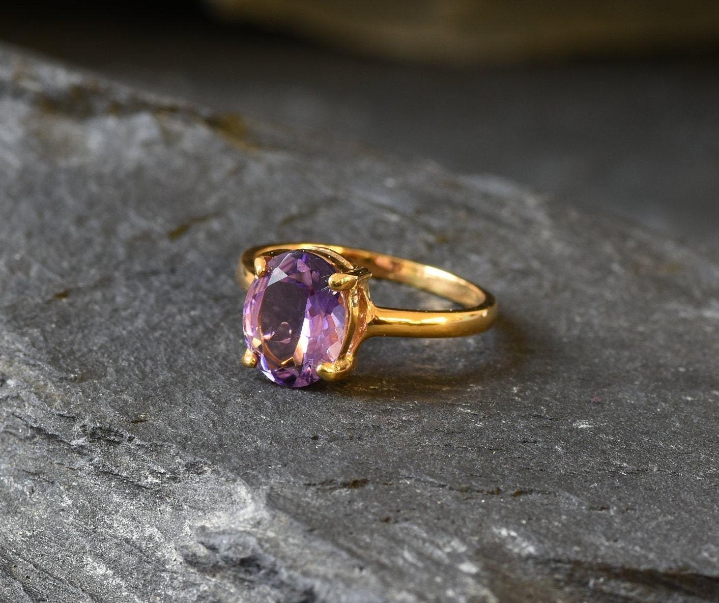 Amethyst Ring, Natural Amethyst, February Ring, Purple Promise Ring, Purple Vintage Ring, February Birthstone, Solid Silver Ring, Amethyst(1)