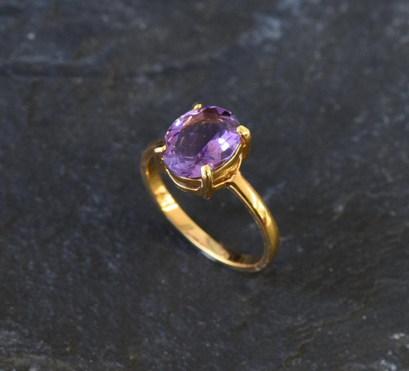 Amethyst Ring, Natural Amethyst, February Ring, Purple Promise Ring, Purple Vintage Ring, February Birthstone, Solid Silver Ring, Amethyst(1)