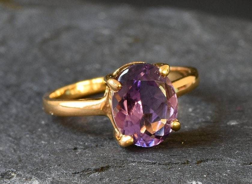 Amethyst Ring, Natural Amethyst, February Ring, Purple Promise Ring, Purple Vintage Ring, February Birthstone, Solid Silver Ring, Amethyst(1)