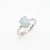 Elegant 925 Sterling Silver Ring with a radiant Oval Natural Blue Aquamarine, symbolizing courage and good luck for special occasions.
