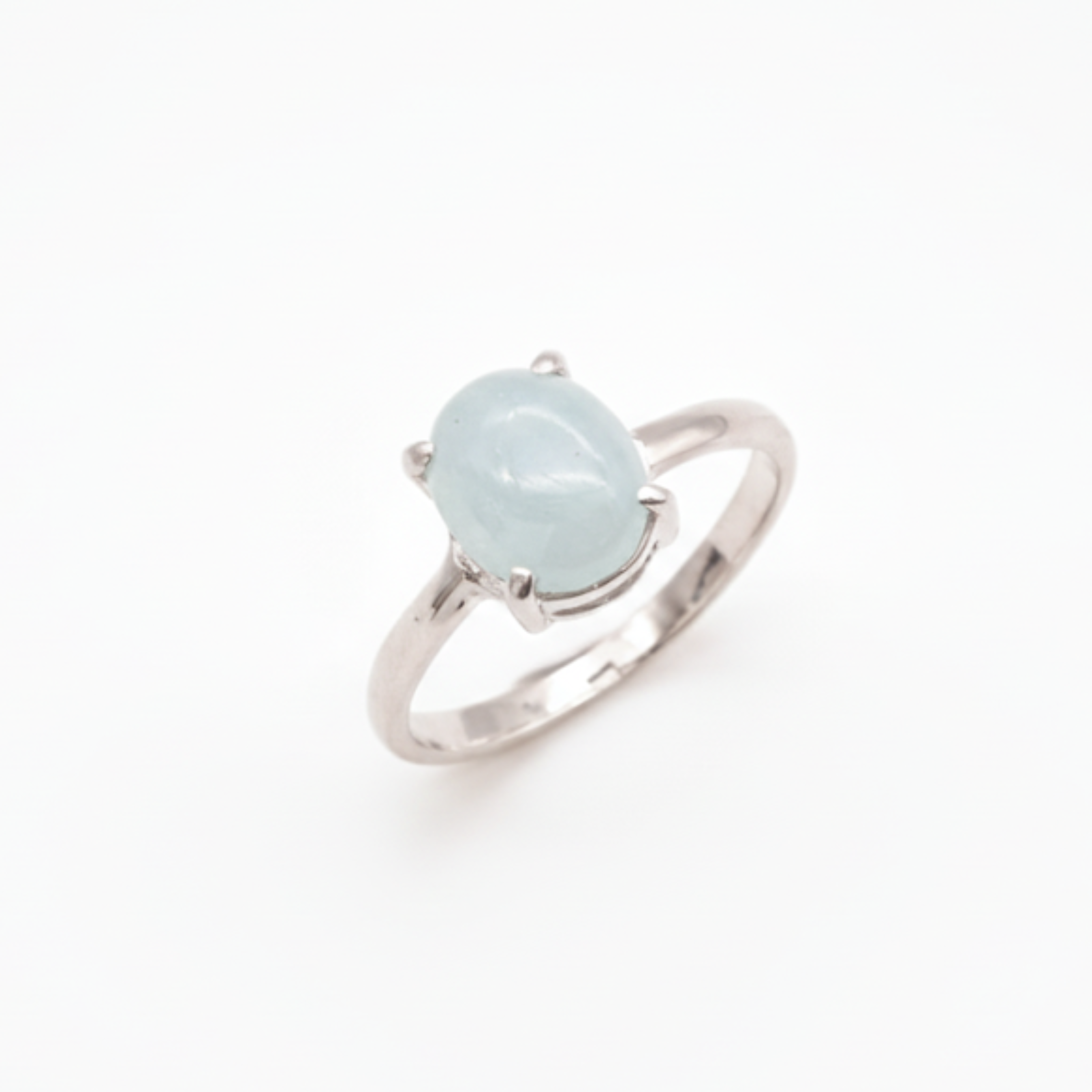 Elegant 925 Sterling Silver Ring with a radiant Oval Natural Blue Aquamarine, symbolizing courage and good luck for special occasions.