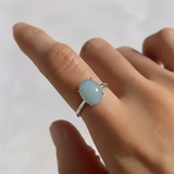 Stylish 925 Sterling Silver Ring featuring a sparkling Oval Natural Blue Aquamarine, perfect for everyday elegance and gifting.