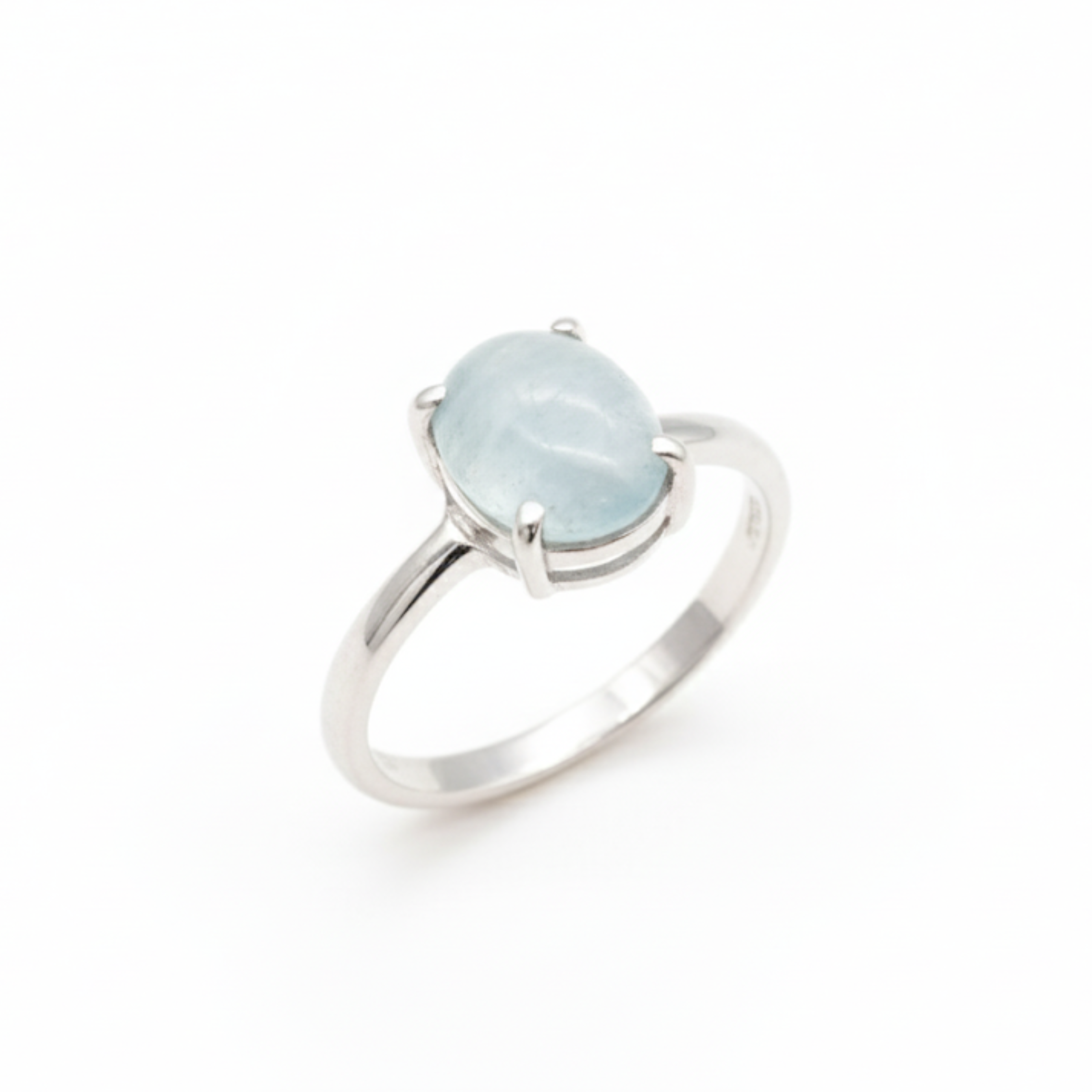 Natural Aquamarine Ring made in 925 Sterling Silver with Oval Natural Blue Aquamarine in Prong setting, March Birthstone gift idea, symbolizes courage & good luck, ideal for everyday wear and perfect for birthday gifting and special occasions.