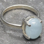 Blue Aqua Ring, Natural Aquamarine, Solitaire Ring, March Birthstone, 3 Carat Ring, Aquamarine Ring, Simple Blue Ring, Sterling Silver Ring