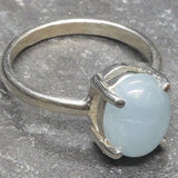 Blue Aqua Ring, Natural Aquamarine, Solitaire Ring, March Birthstone, 3 Carat Ring, Aquamarine Ring, Simple Blue Ring, Sterling Silver Ring