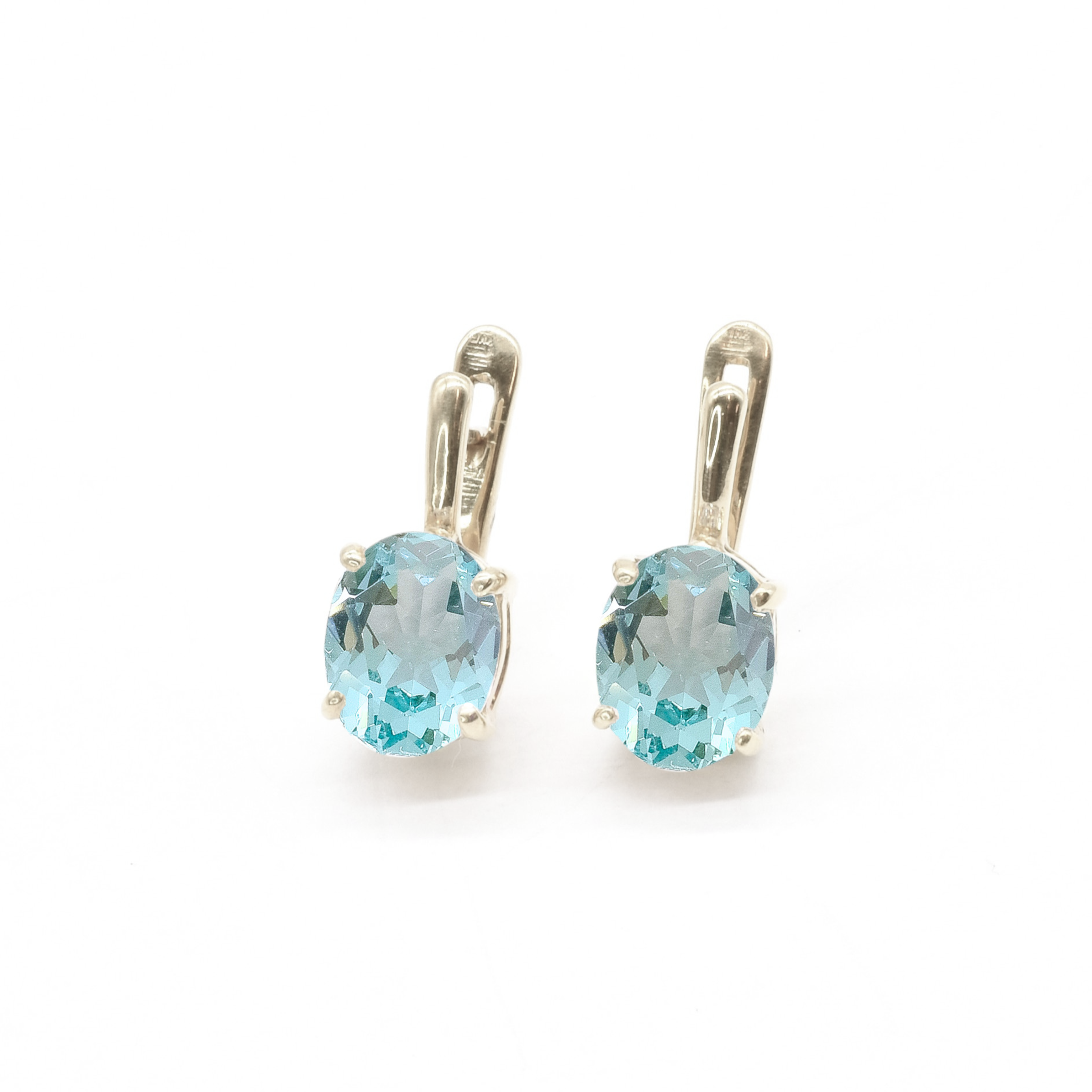 Aquamarine Earrings, Created Aquamarine, Blue Diamond Studs, Blue Vintage Earrings, Dainty Blue Earrings, Aqua Earrings, 925 Silver Earrings