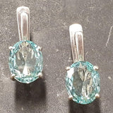 Aquamarine Earrings, Created Aquamarine, Blue Diamond Studs, Blue Vintage Earrings, Dainty Blue Earrings, Aqua Earrings, 925 Silver Earrings