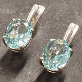 Aquamarine Earrings, Created Aquamarine, Blue Diamond Studs, Blue Vintage Earrings, Dainty Blue Earrings, Aqua Earrings, 925 Silver Earrings