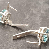 Aquamarine Earrings, Created Aquamarine, Blue Diamond Studs, Blue Vintage Earrings, Dainty Blue Earrings, Aqua Earrings, 925 Silver Earrings