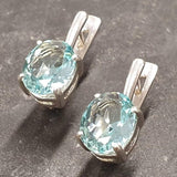 Aquamarine Earrings, Created Aquamarine, Blue Diamond Studs, Blue Vintage Earrings, Dainty Blue Earrings, Aqua Earrings, 925 Silver Earrings