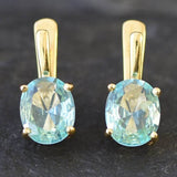 Gold Aquamarine Earrings - Blue Dainty Studs, March Birthstone Earrings