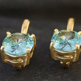 Gold Aquamarine Earrings - Blue Dainty Studs, March Birthstone Earrings