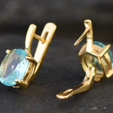 Gold Aquamarine Earrings - Blue Dainty Studs, March Birthstone Earrings