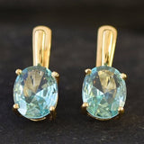 Gold Aquamarine Earrings - Blue Dainty Studs, March Birthstone Earrings