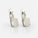 Moonstone Earrings - White Oval Earrings - Classic Vintage Earrings