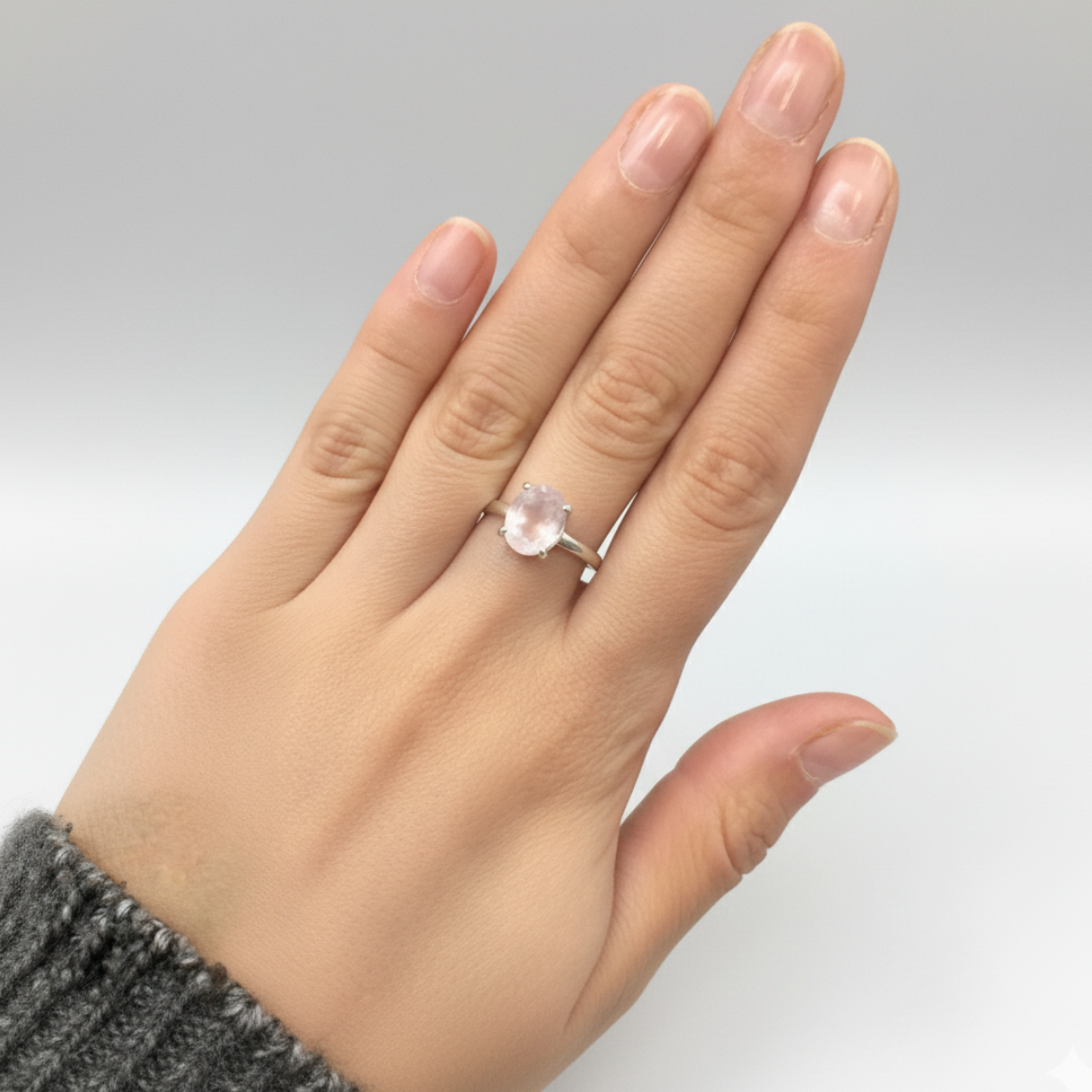 Elegant Rose Quartz Ring - Minimalist Pink Solitaire in 925 Sterling Silver, perfect for daily wear and special celebrations.