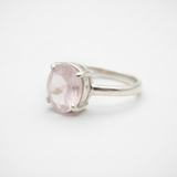Rose Quartz Ring - Pink Solitaire Ring - Minimalist Oval Ring made in 925 Sterling Silver. Ideal for everyday wear and perfect for birthday gifting and special occasions.