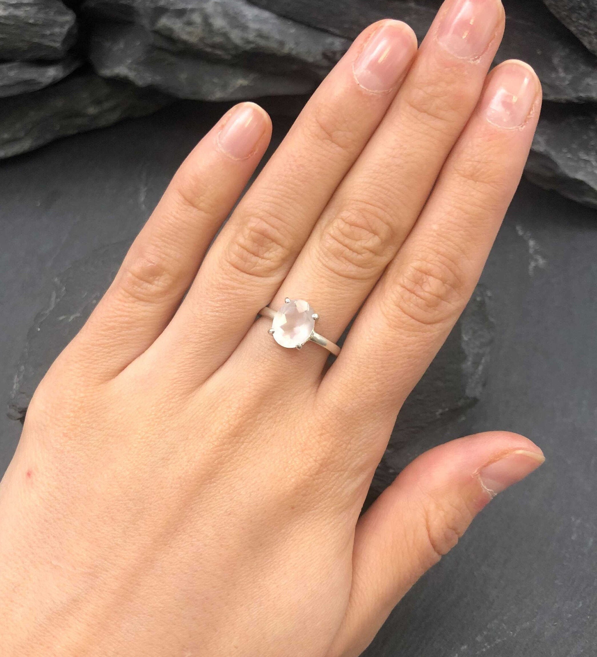 Pink Rose Quartz Ring, Valentines Gift for Girlfriend, Gift for Her, Love Ring, Gift for Wife, Pink Diamond Ring, Oval Ring, 925 Silver