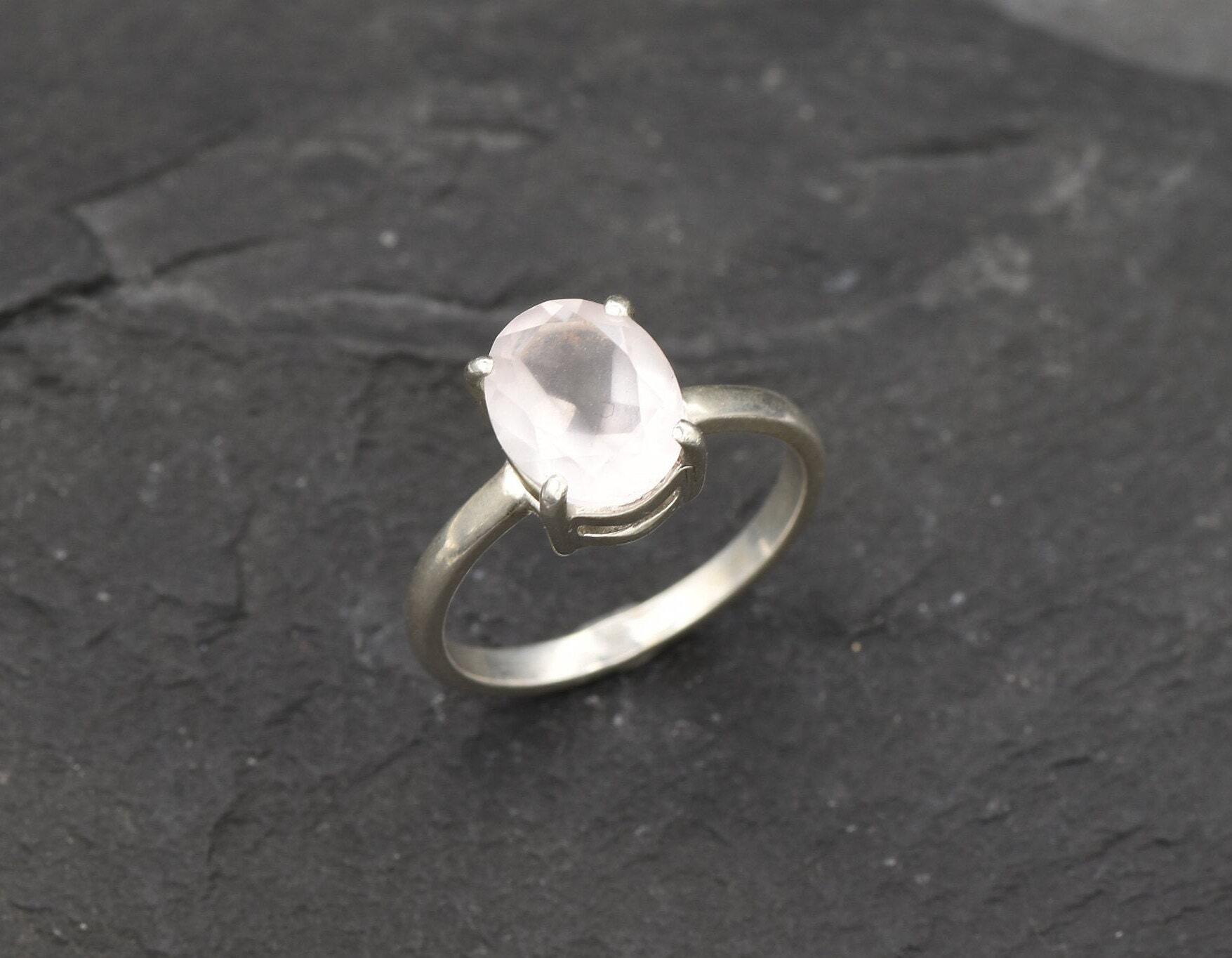 Pink Rose Quartz Ring, Valentines Gift for Girlfriend, Gift for Her, Love Ring, Gift for Wife, Pink Diamond Ring, Oval Ring, 925 Silver