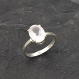 Pink Rose Quartz Ring, Valentines Gift for Girlfriend, Gift for Her, Love Ring, Gift for Wife, Pink Diamond Ring, Oval Ring, 925 Silver