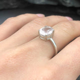 Pink Rose Quartz Ring, Valentines Gift for Girlfriend, Gift for Her, Love Ring, Gift for Wife, Pink Diamond Ring, Oval Ring, 925 Silver