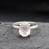 Pink Rose Quartz Ring, Valentines Gift for Girlfriend, Gift for Her, Love Ring, Gift for Wife, Pink Diamond Ring, Oval Ring, 925 Silver