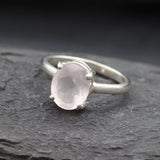 Pink Rose Quartz Ring, Valentines Gift for Girlfriend, Gift for Her, Love Ring, Gift for Wife, Pink Diamond Ring, Oval Ring, 925 Silver