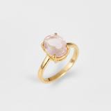 Rose Quartz Gold Ring - Solitaire Gold Ring, Natural Rose Quartz Ring made in 18k Gold Vermeil. Ideal for everyday wear and perfect for birthday gifting and special occasions.